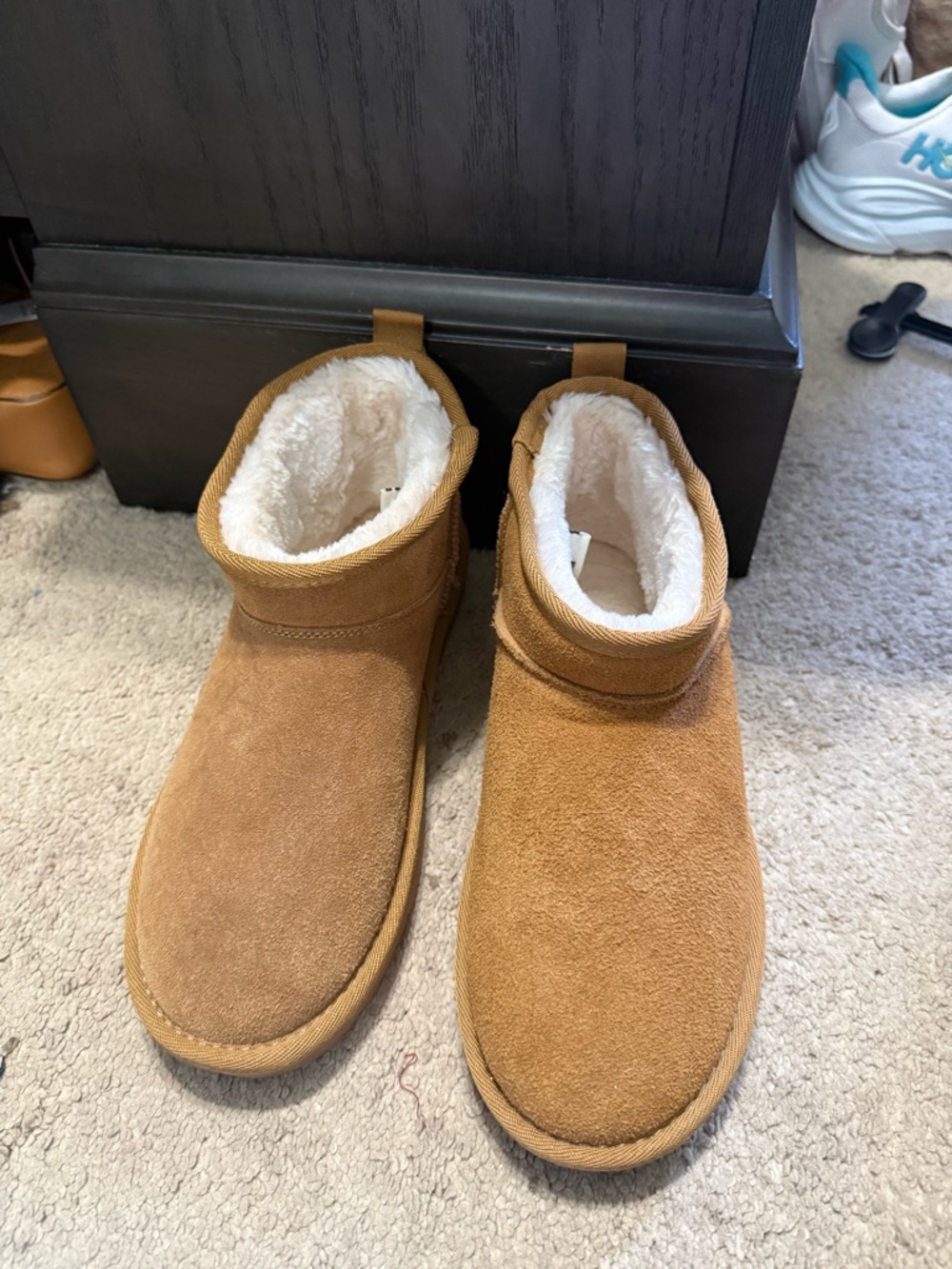 Cushionaire Cozy Shearling-Lined Suede Booties - Chestnut